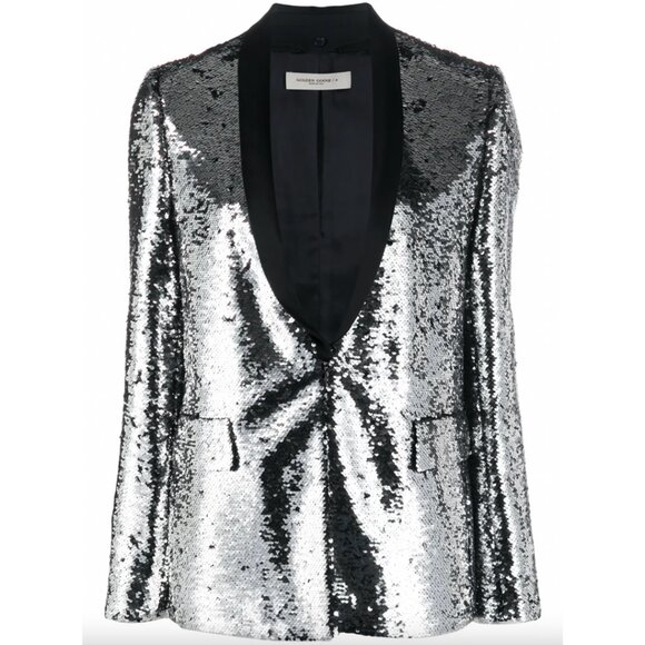 $1320 Golden Goose Silver Sequin Blazer Jacket size IT 42/6 - Picture 2 of 13